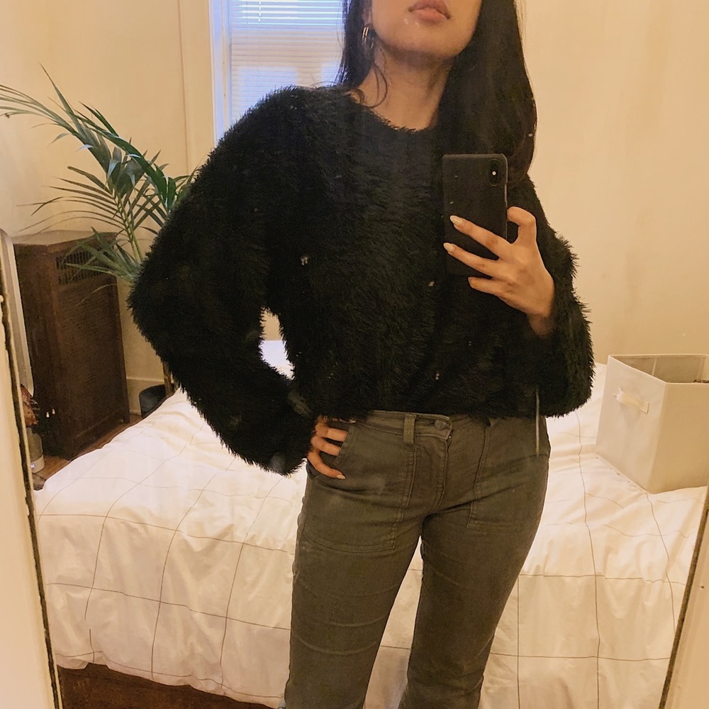 ZARA Woman Feathered Top